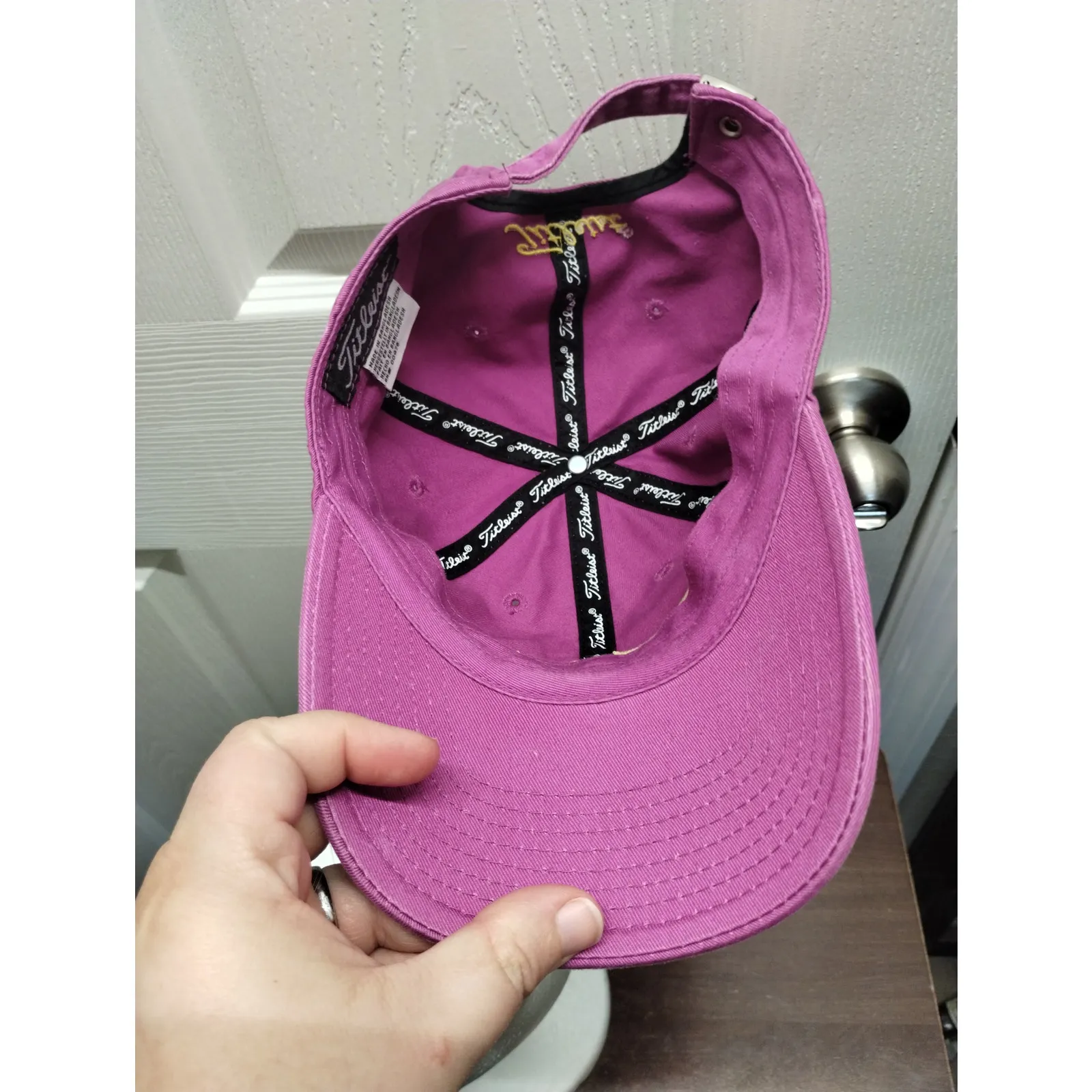 Titleist Women's Purple Yellow Embroidered Spellout Adjustable Golf Cap Hat - Image 5