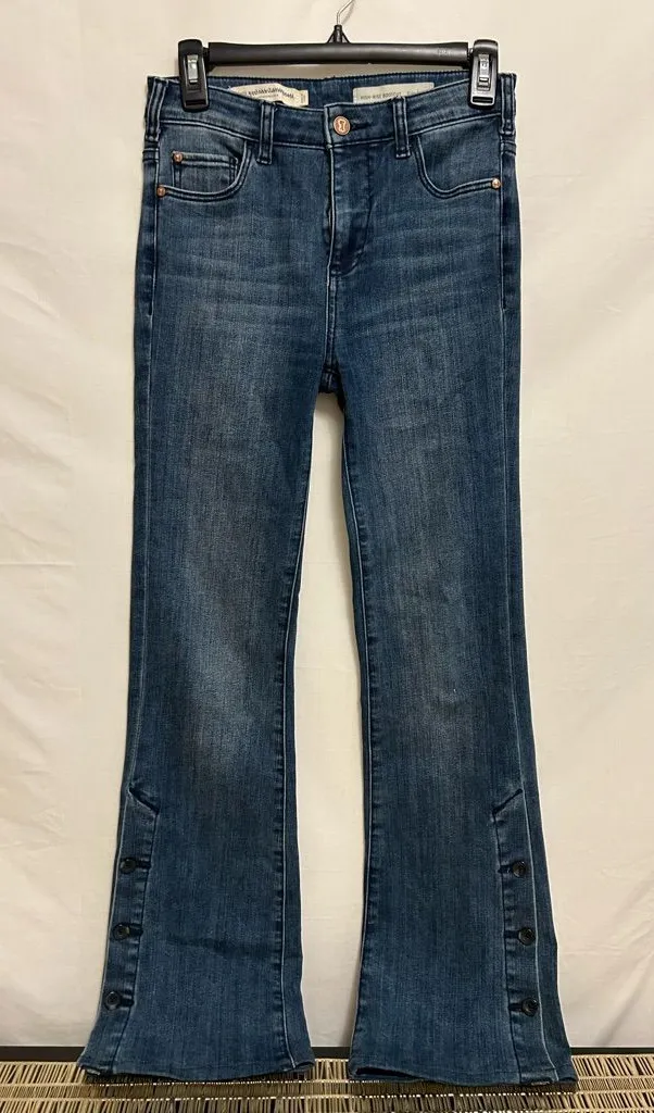 Anthropologie Pilcro High-Rise Bootcut Jeans Button Hem Size 25 - Image 1