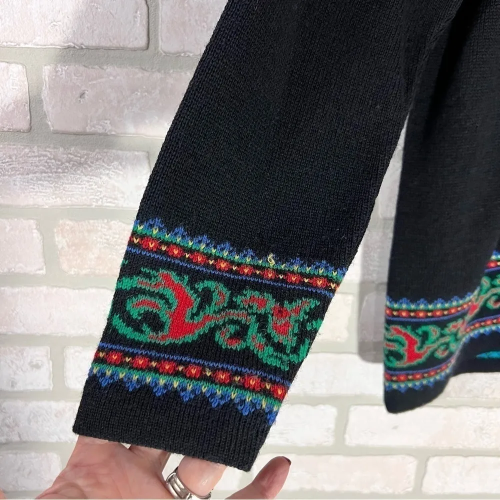 Pendleton Vintage Black Wool V Neck Button Front Cardigan Sweater Size S - Image 3