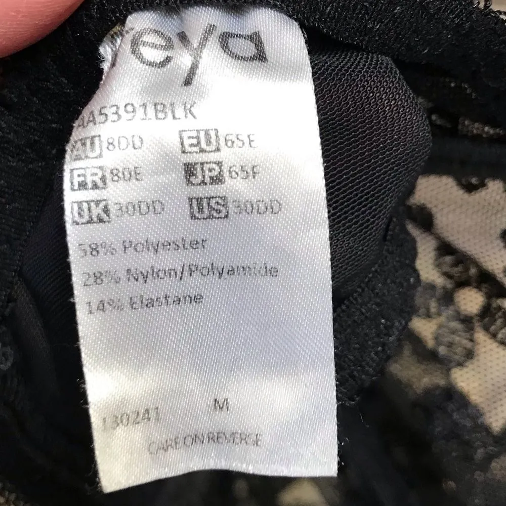 Freya Unchained Plunge Bra Black Lace Mesh Bra Floral Rhinestone Stud 30DD 30E Size undefined - Image 6