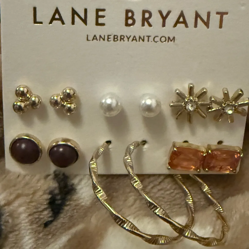 Lane Bryant Mixed Gold Fall Autumn Classic Stud & Hoops Earrings 6-Pack - Image 2