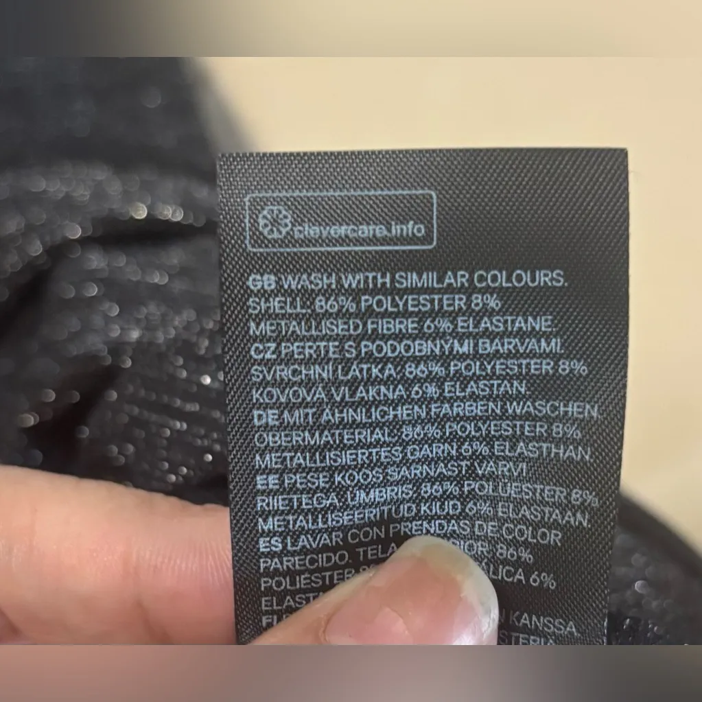 H&M‎ Black & Silver Shimmer Short Sleeve Top - Image 5