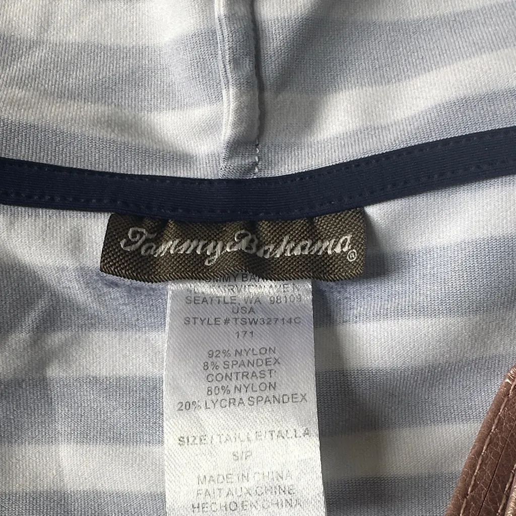 Tommy Bahama  Black and White Striped Varsity Jacket - Image 6