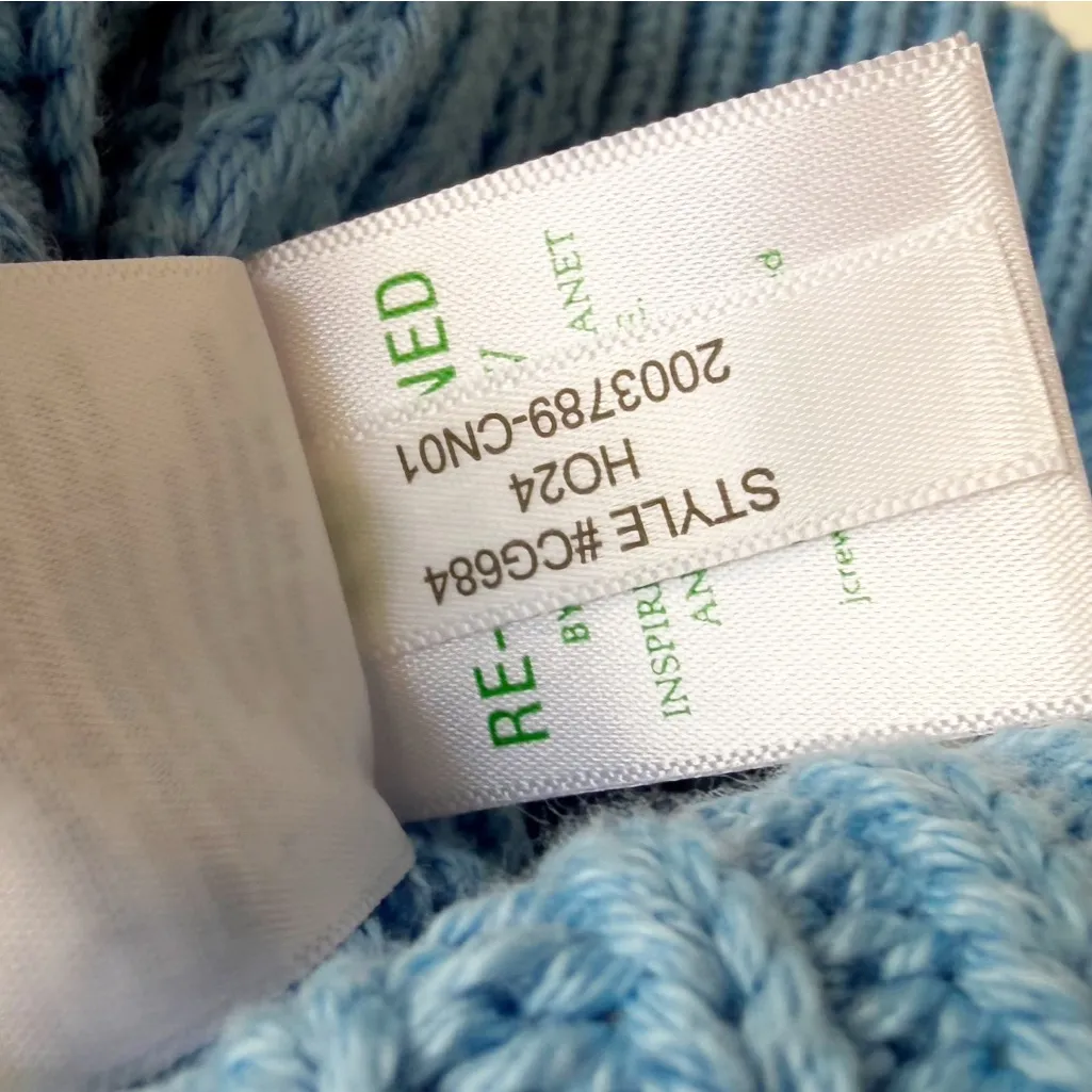 NWT J.CREW Heritage Cotton Fisherman Crewneck Sweater Large Pale Cerulean Blue - Image 7