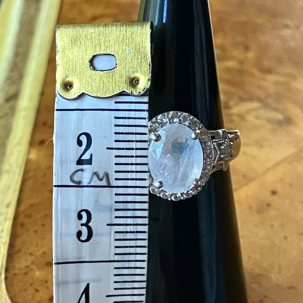 Natural Rainbow Moonstone Sterling Silver Ring Size 6 - Image 6