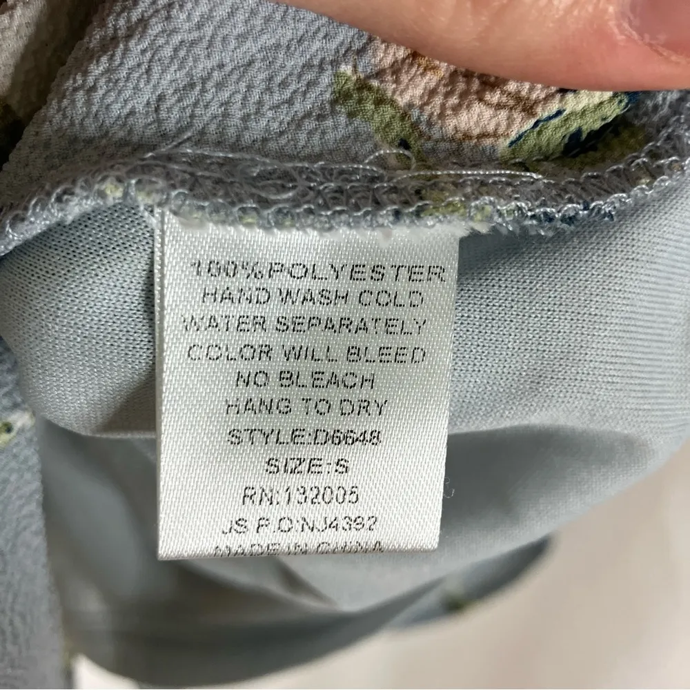 3/$30 Entro | Blue Polyester Gauze-Like Floral Layered Sleeveless Mini Dress S - Image 5