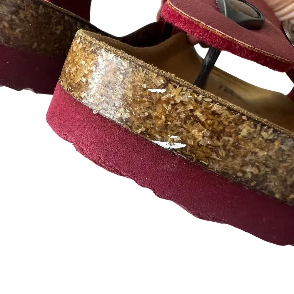 Aerothotic Taiga Sandals Womens 7 37 Toe Post Arch Support Cork Footbed Shoe Red - Image 14