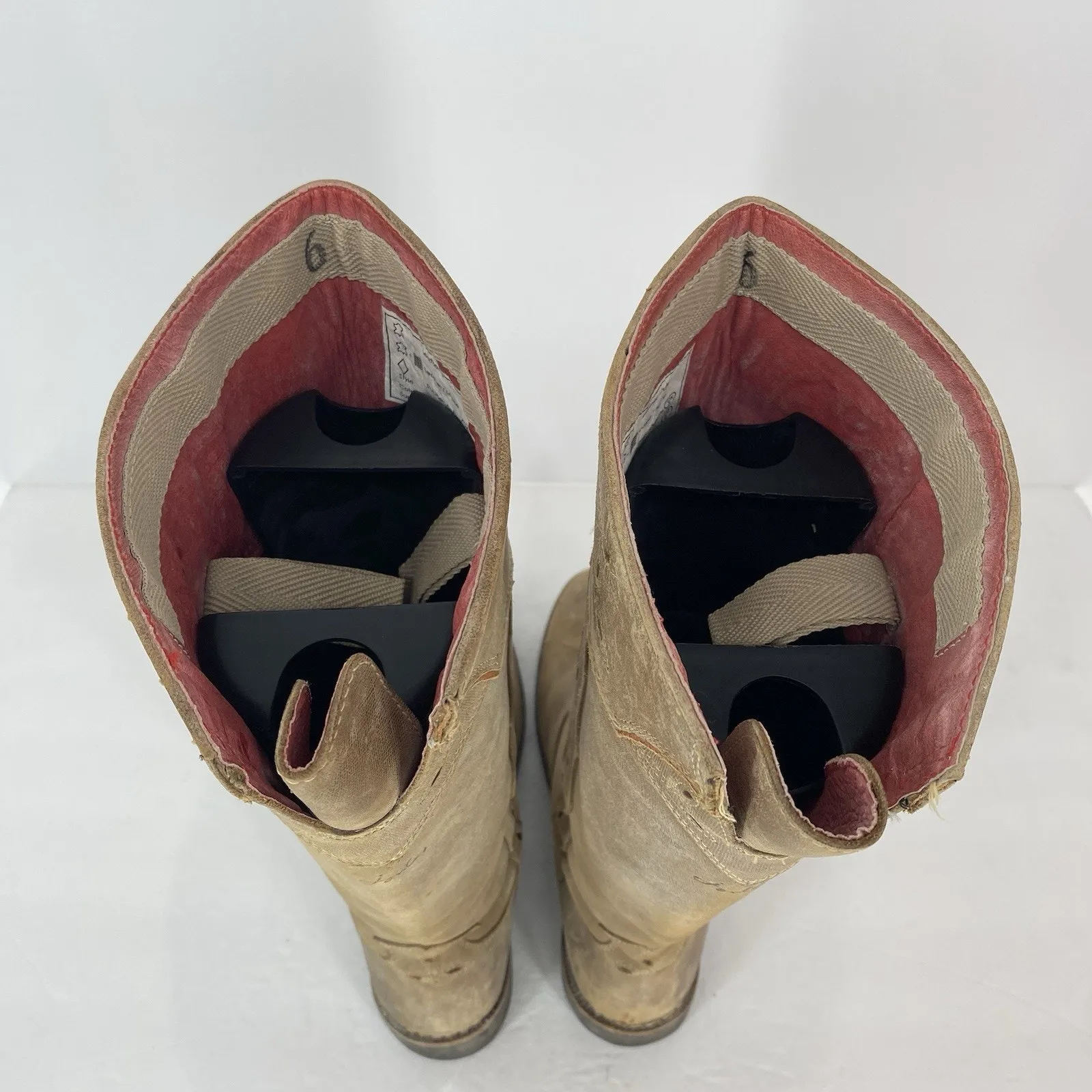 Joules Leather Riding Boots Embroidered Distressed Tan Women's Size US 8 UK 6 - Image 5