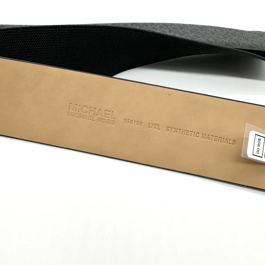 Michael Michael Kors Accessories Elastic Mk Logo Buckle Belt Black Size L/Xl New - Image 8