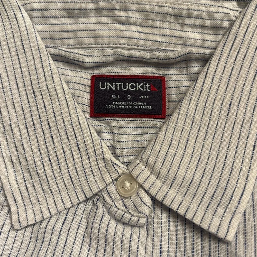UNTUCKit Women’s Angeles Button Down Long Sleeve Blue Pin stripe Shirt Sz 0 NWT - Image 6