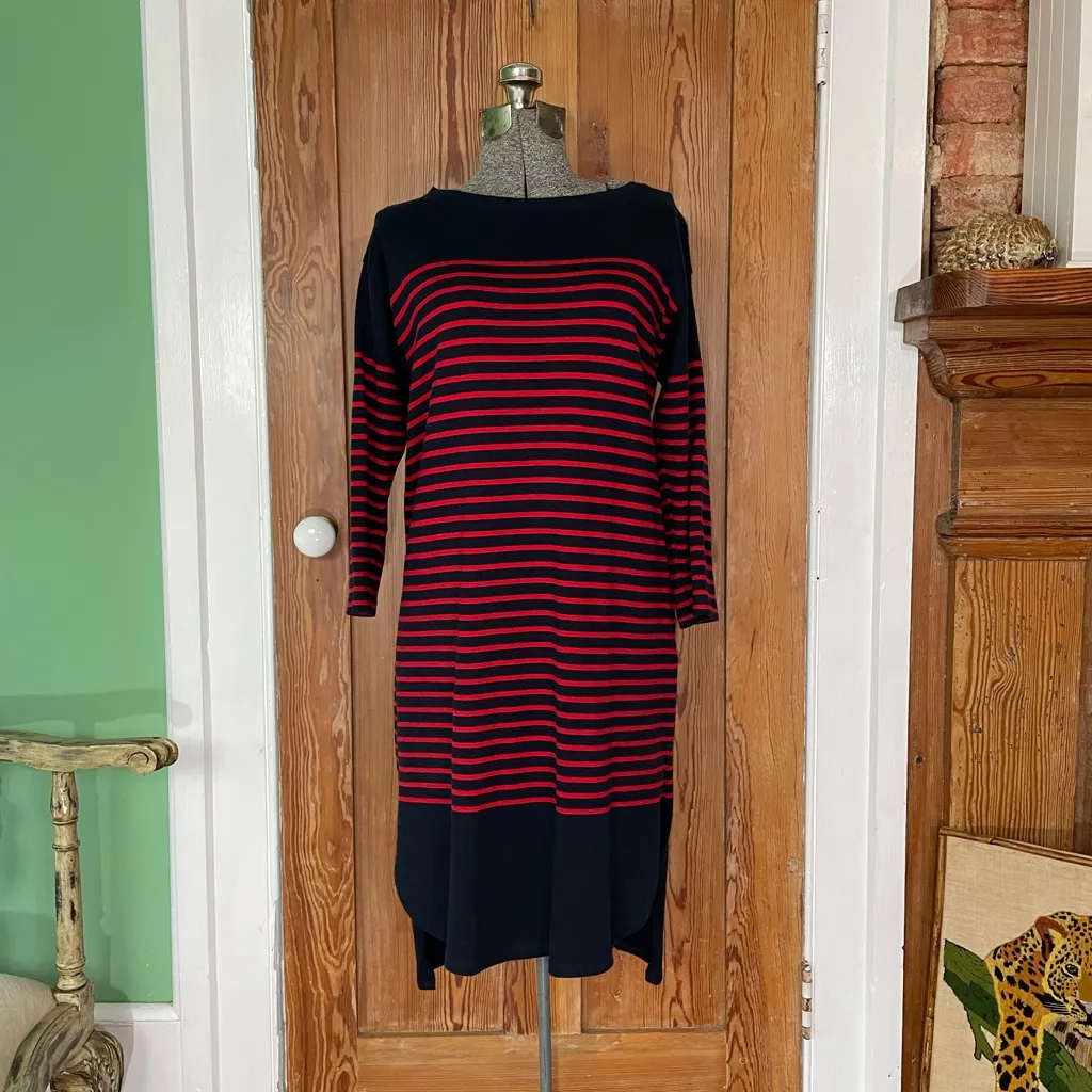 Mads Nørgaard Copenhagen Scandi Red & Navy Stripe Long Sleeve Sweater Dress~S Blue - Image 2