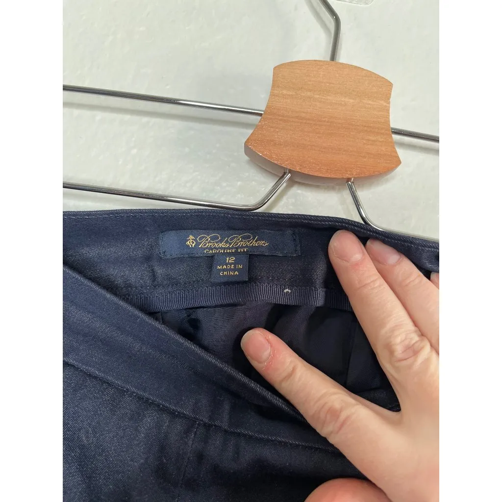 Brooks Brothers Womens loro piana fabric Navy Blue Caroline Fit Pants Size 12 - Image 4