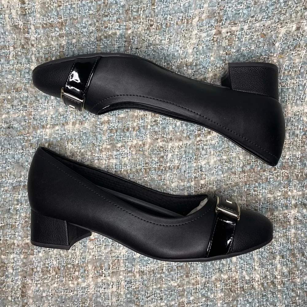 Piccadilly Cloud Rita II Women's Low Heel Buckle Pumps in Black Size 10 - Image 8