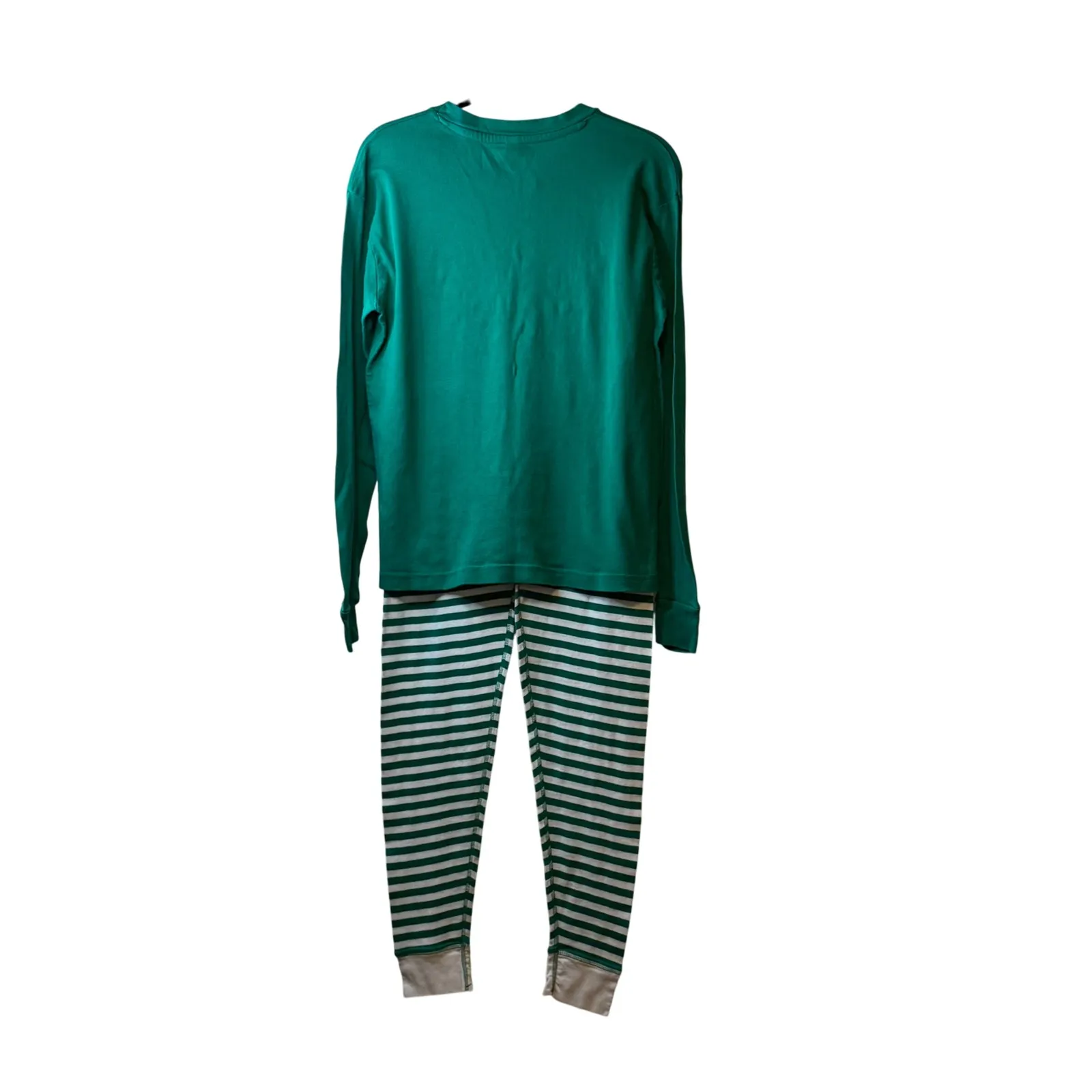 Christmas Daddy Pajama Set Green Long Sleeve Top Striped Pants Women Sz M Size M - Image 3