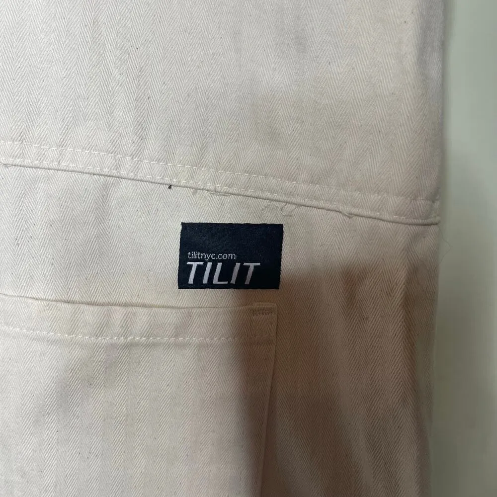 Tilit NYC Canvas Work Overalls in oatmeal cream and green sz S - Image 7
