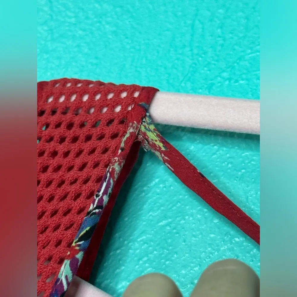 FREE PEOPLE Red Pink Tropical Floral Thought I Was Dreaming Mini Swing Dress XS - Image 8