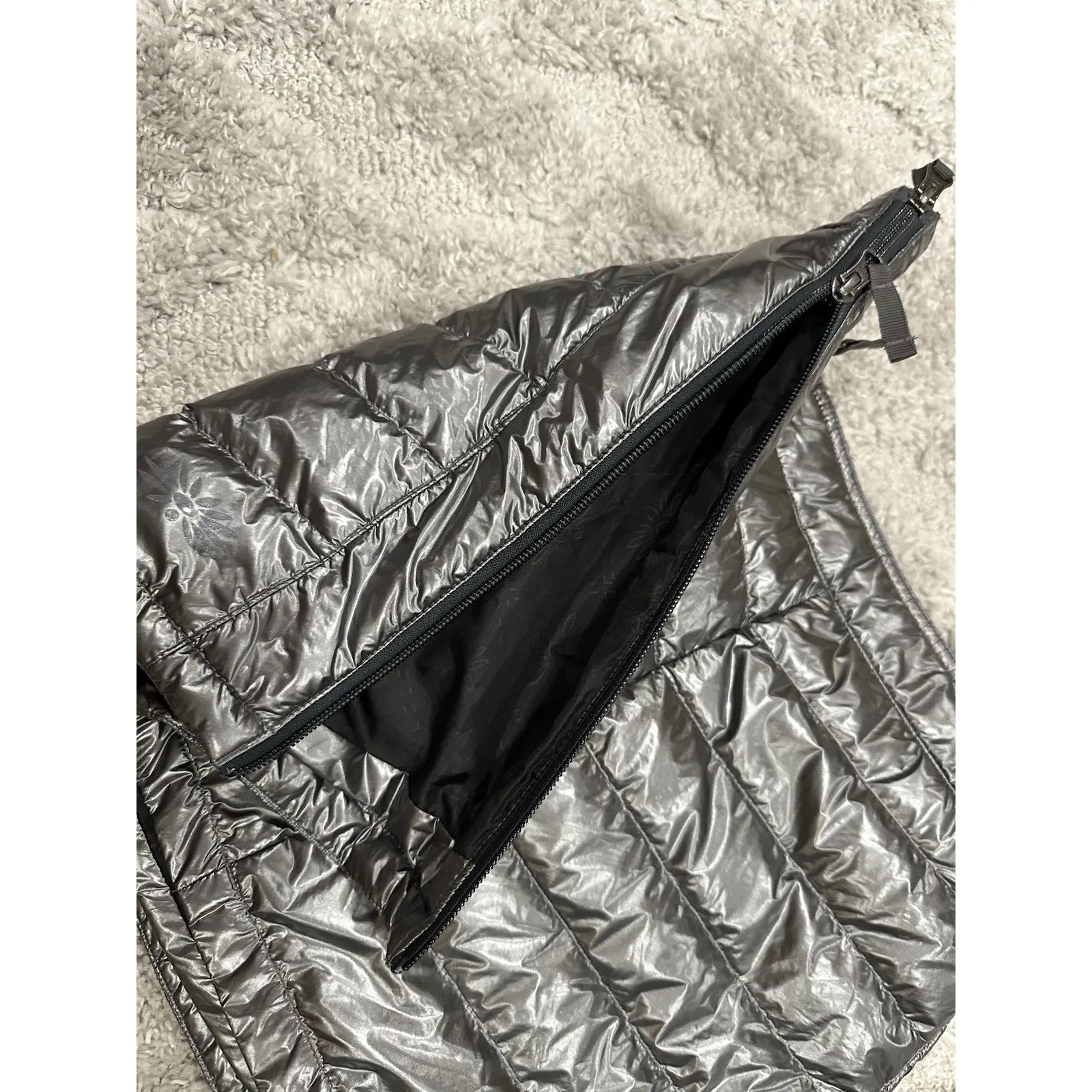 Skhoop Metallic Duck Down Puffer Mini Skirt Medium M USED Silver - Image 5