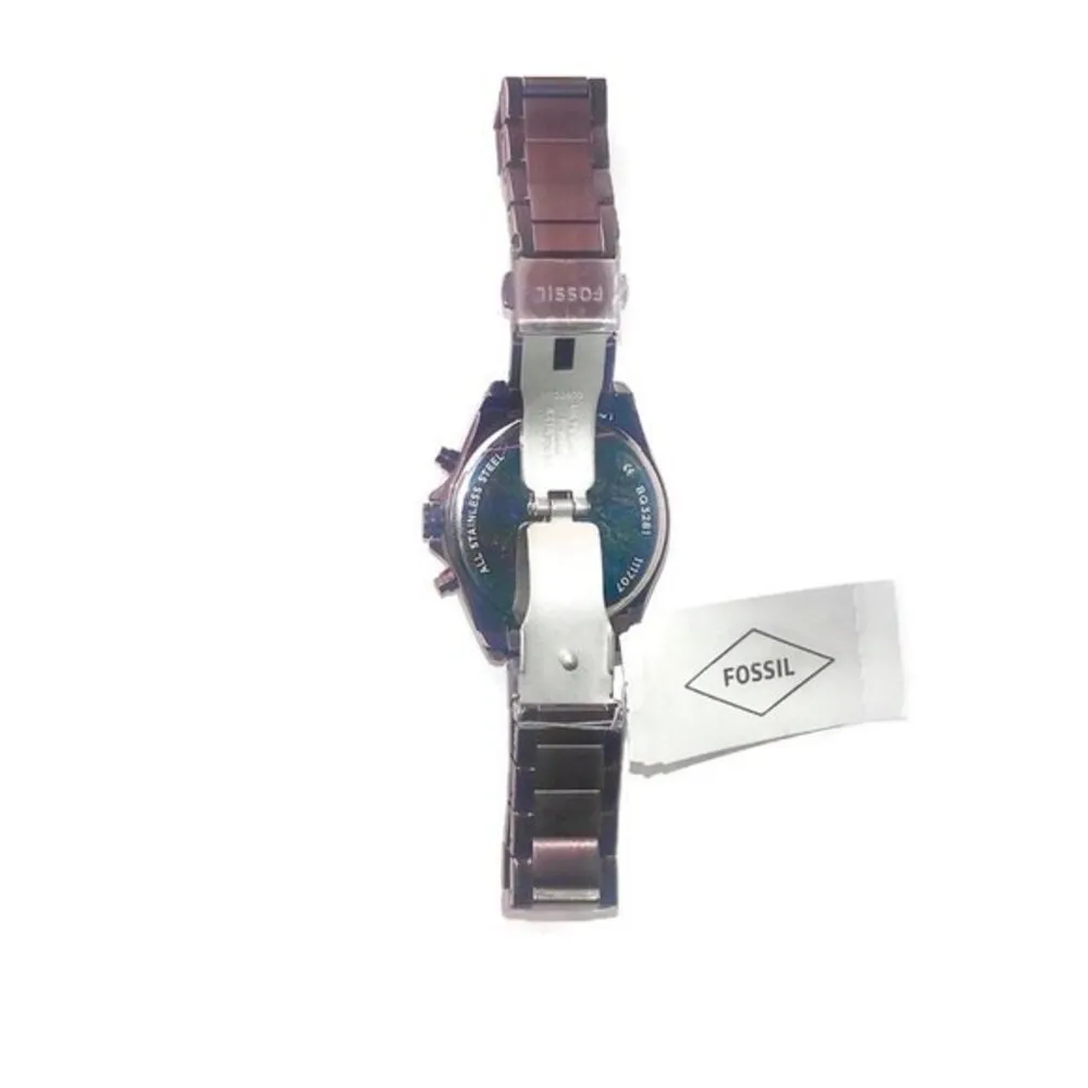 Fossil Courier Midsize Wine & Rose Gold Stainless Steel Chronograph Watch NWT - Image 5