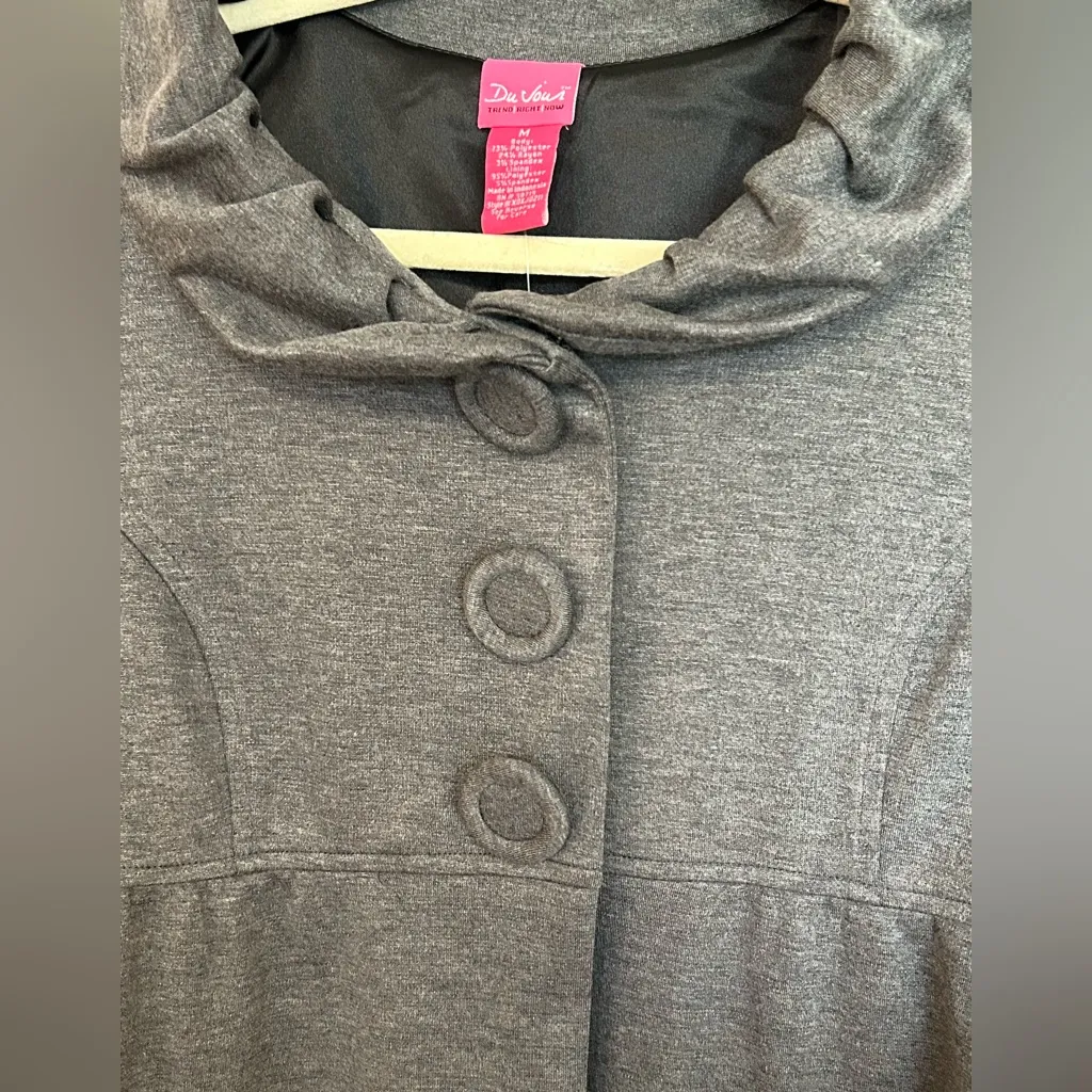 Du Jour QVC Size Medium gray peplum jacket snap front NWT - Image 3