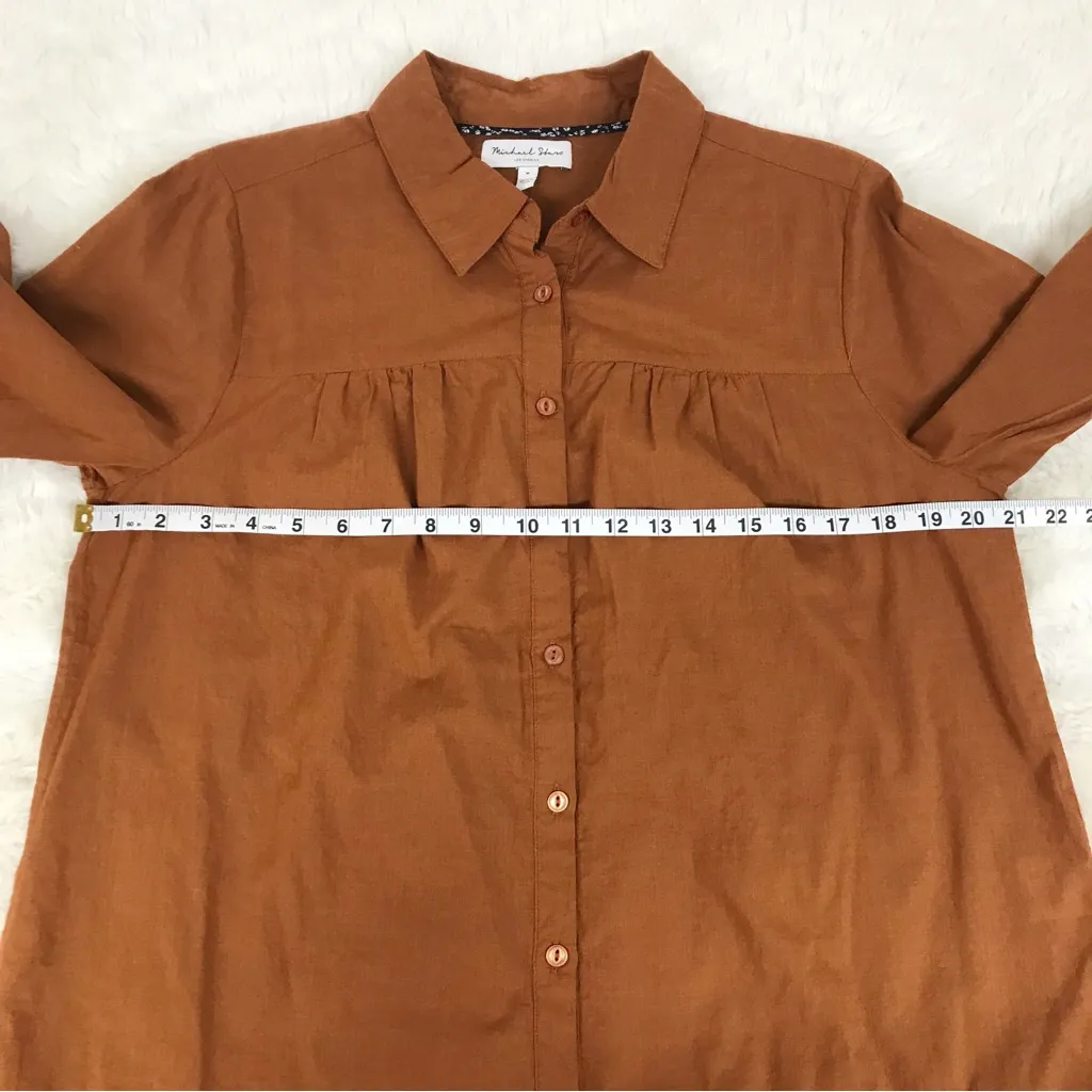 Michael Stars  Robyn Button Down Shirt Rust Orange Rustique Medium Fall Western - Image 10