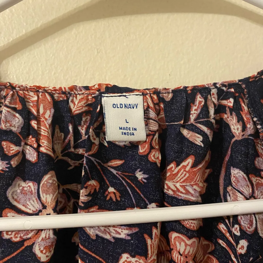 New NWT‎ Old Navy Floral Paisley Pink Purple Tie-Waist Blouse Size Large - Image 3