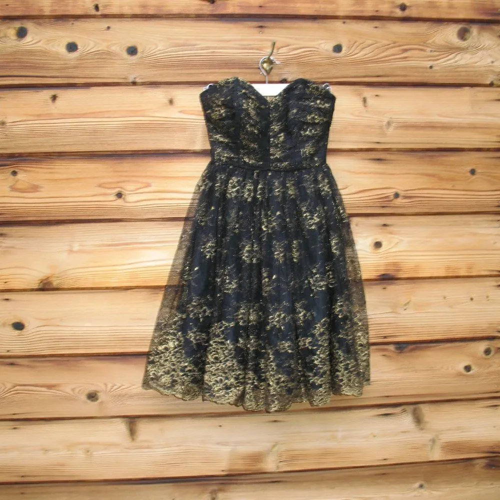 Black Gold Floral Mini Dress - Image 5