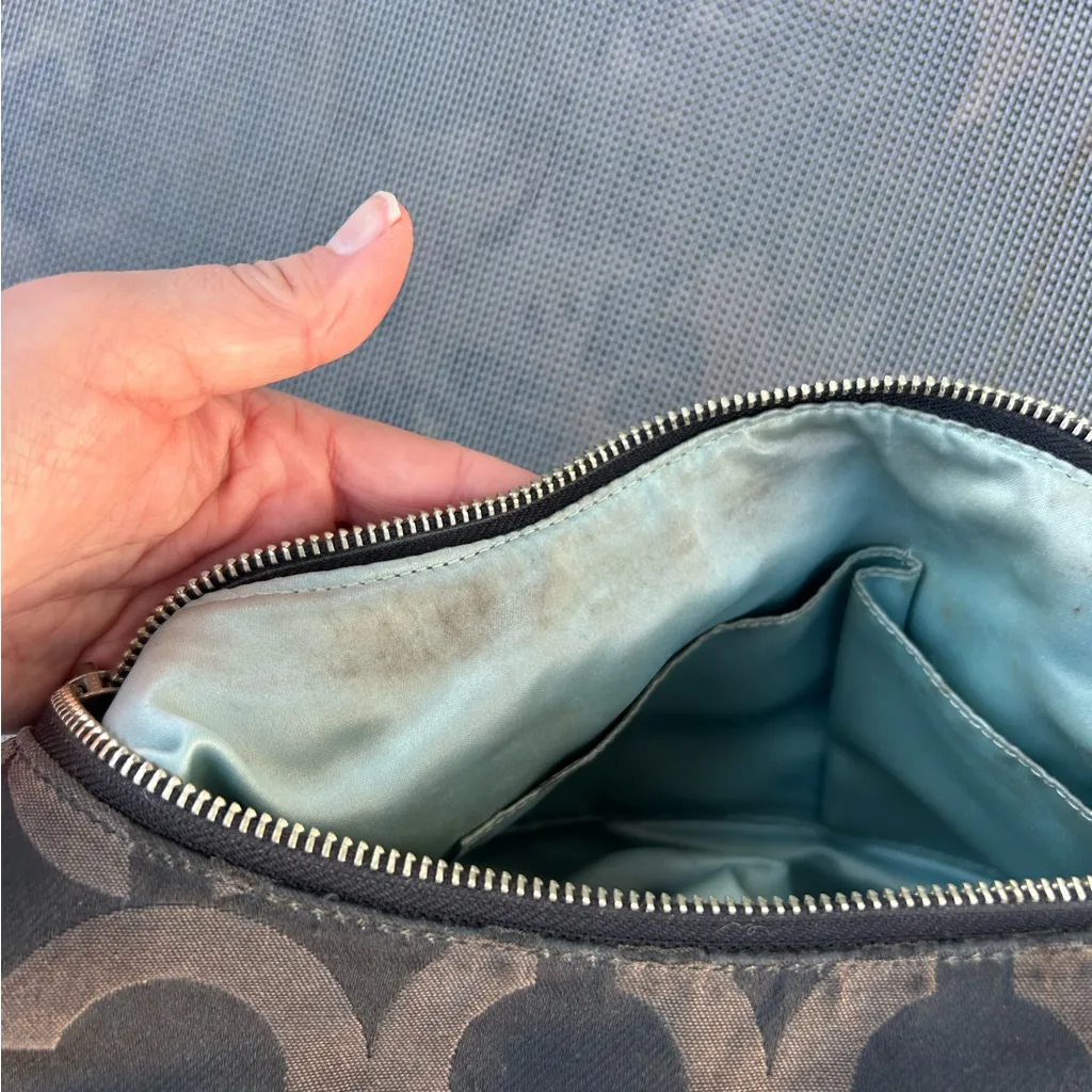 COACH Kristin Signature Logo OP Art Hobo Bag black silver Shoulder Purse y2k - Image 13