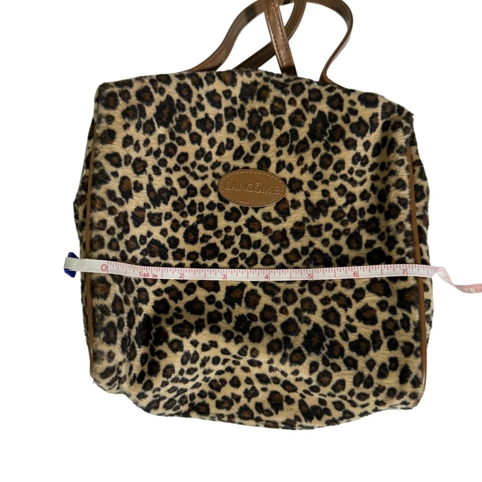 Lancome Cosmetic Bag Small Makeup Pouch Animal Print Travel Case Brown - Image 3