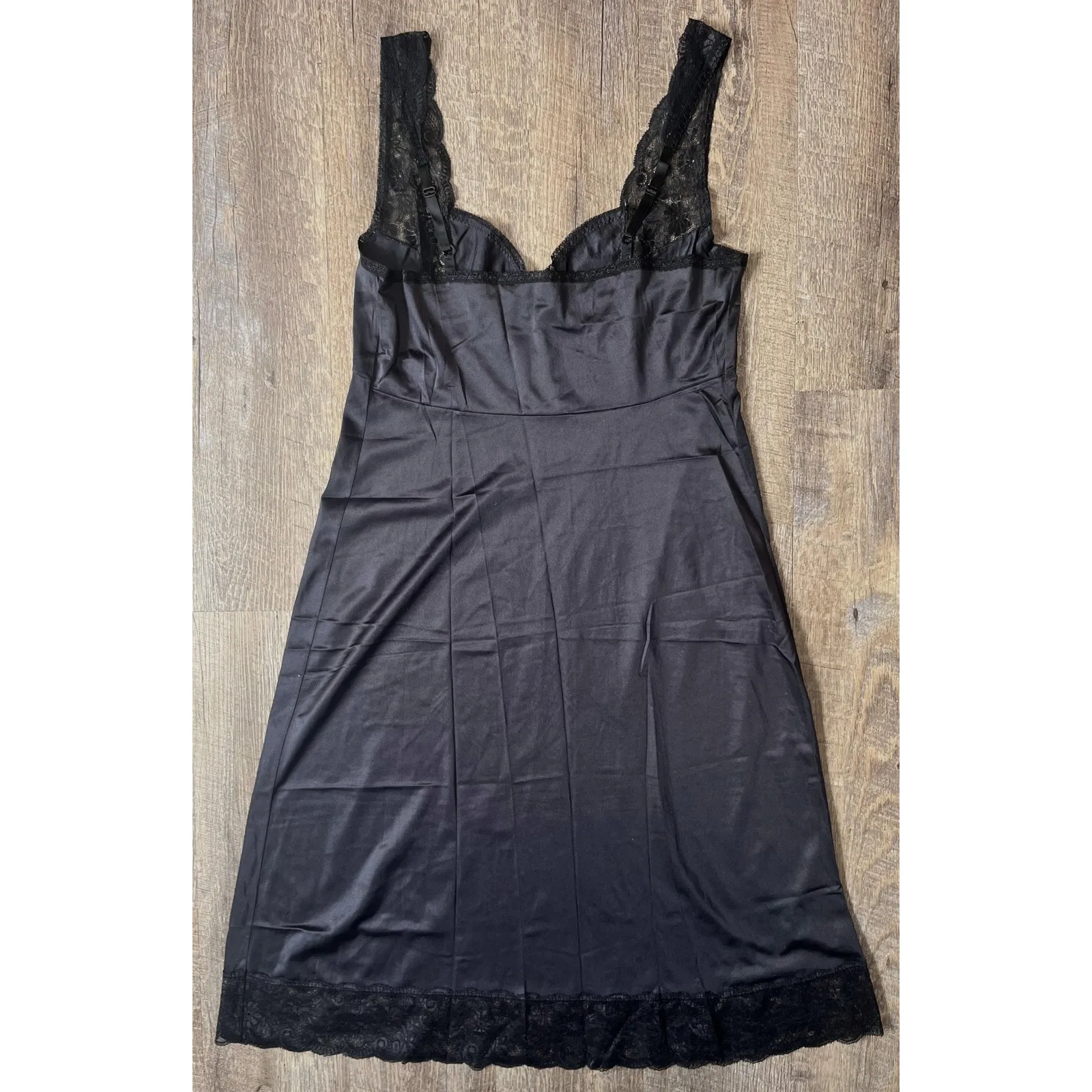 Vintage BALI Full Slip Night Gown Black Size‎ 36, M-L lace trim - Image 6