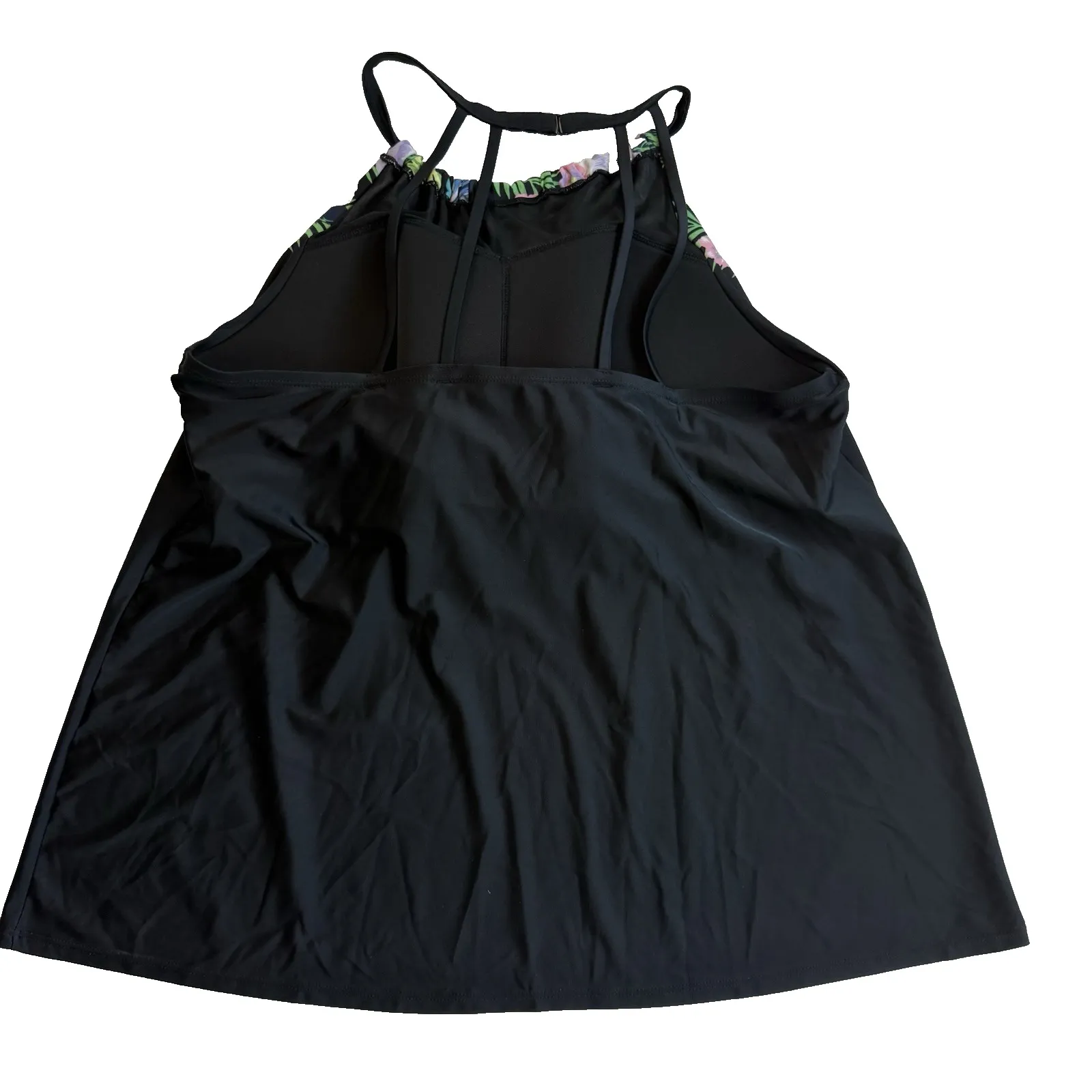 Cacique Tankini Swimsuit Top Women 22 2X Floral Tropical High Neck Wire Free - Image 4