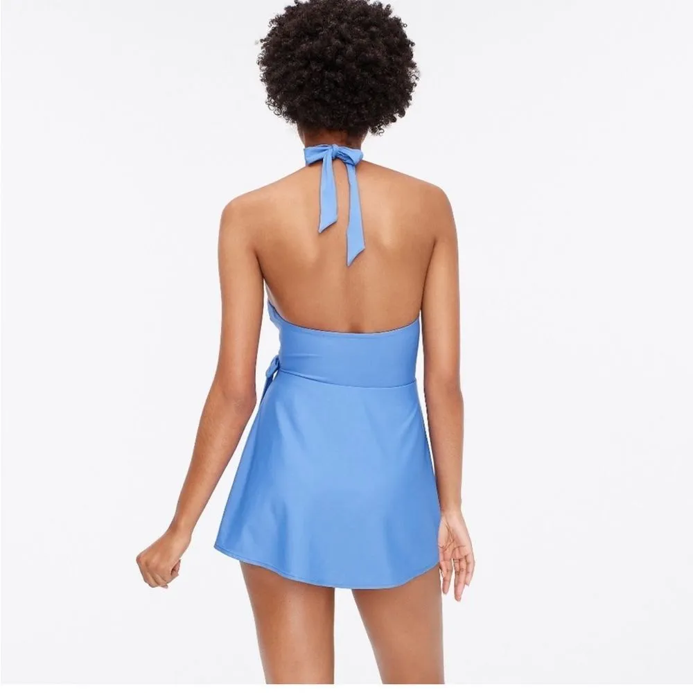 J. Crew NEW Halter Wrap Swim Dress Swimsuit Light Blue Size 6 - Image 3