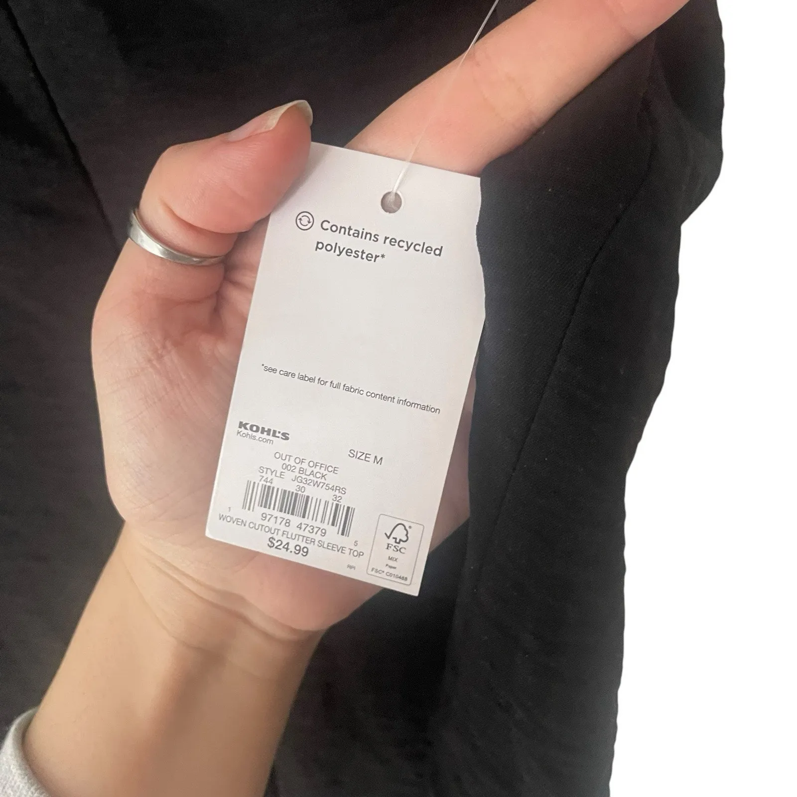 SO NWT Women's Size‎ Medium Black Career Ruffle Flutter Sleeve Blouse - Image 7