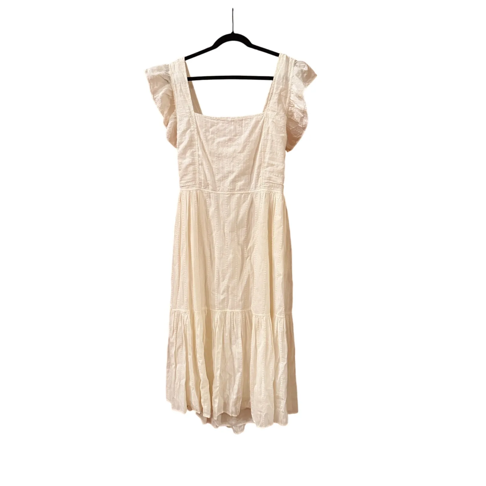 Madewell Ruffle-Strap Tiered Midi Dress - Textural Stripe XL (new) - Image 9