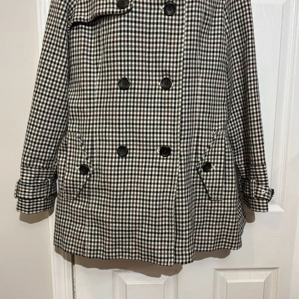 Lands End Trench Women’s Double Breasted Hounds Tooth wool Blended Jacket size M - Image 4