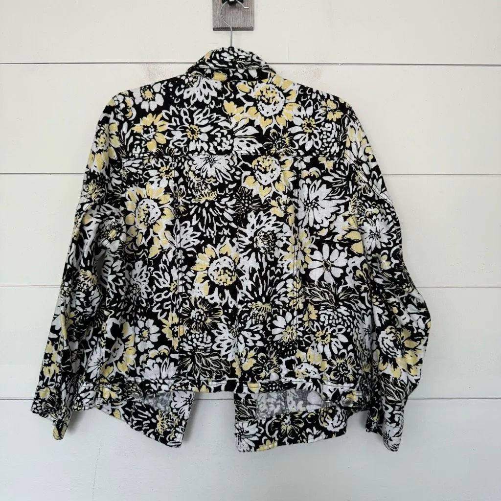 Lucy & Laurel Women’s 1X Black Yellow Denim Jacket 100% Linen Lagenlook - Image 3