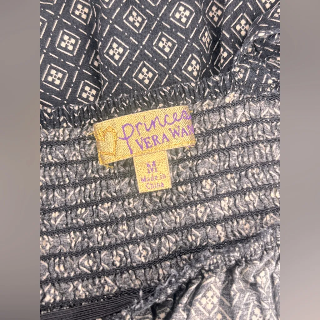 PRINCESS VERA WANG Women’s Paisley Polka Dot Overall Strap Dress Black Size M - Image 6