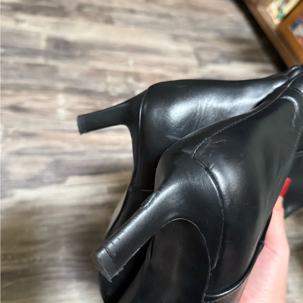 Mango Black Heeled Leather Boots - Image 4