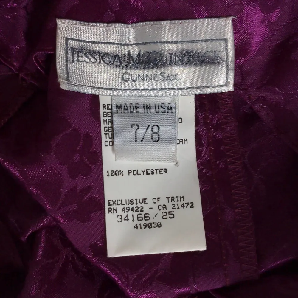 VTG Jessica McClintock Gunne Sax Fit & Flare Dress Damask Purple Juniors 7/8 New - Image 9