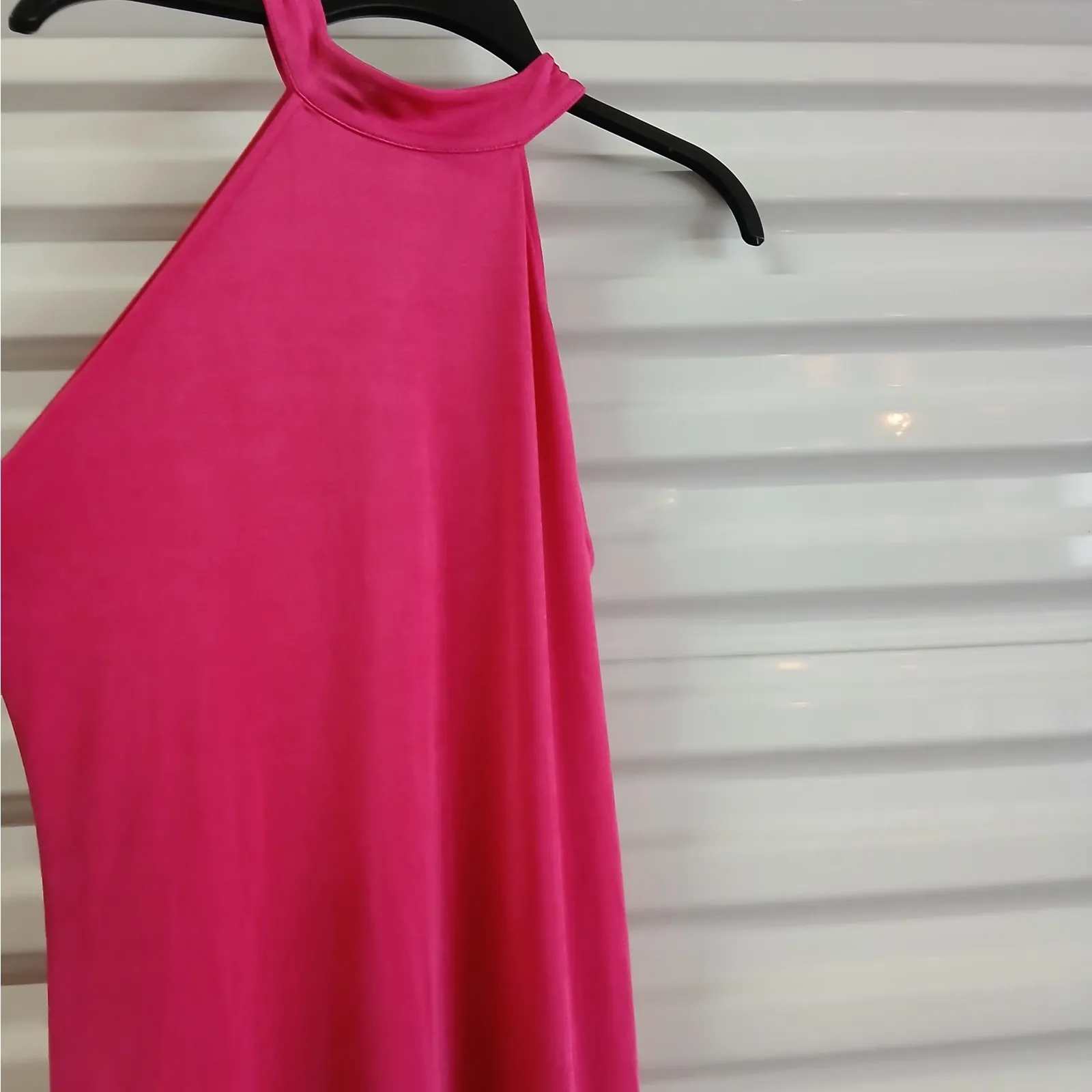 Mango MNG Womens Cocktail Dress Size 8 Pink Halter Fringe Midi Y2K Soft Girl - Image 6