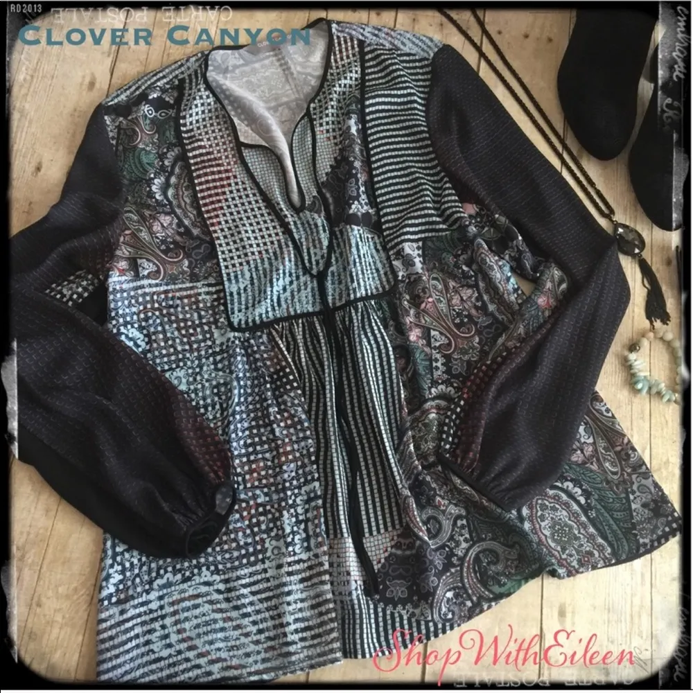 CLOVER CANYON BoHo Long Sleeve Multi Print Blouse - Image 3