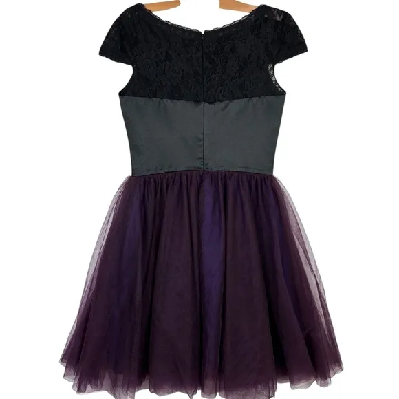 Womens Purple Black Lace‎ Tulle Skirt Dress sz M Short Sleeve Whimsigoth Y2k Size M - Image 5