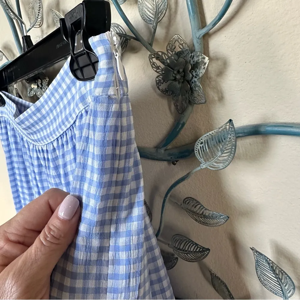 Anthropologie  AURA blue & white gingham maxi skirt Sz S EUC - Image 3