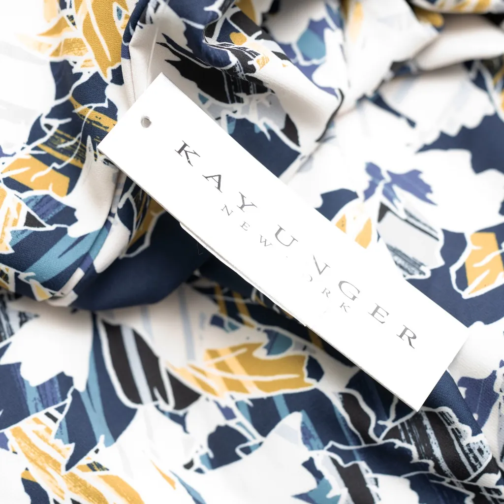 Kay Unger - Abstract Print Long-Sleeve Midi Dress - Image 14