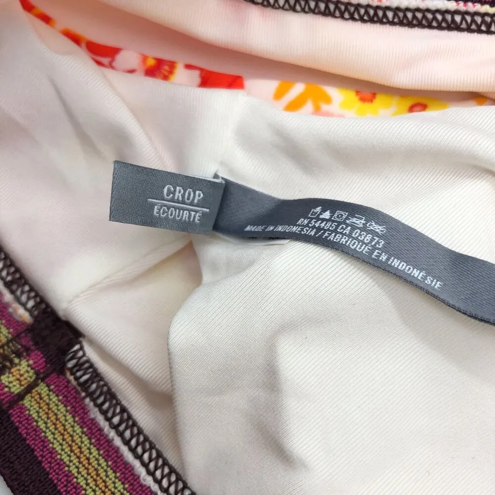 Aerie Bikini Top High Neck Racerback Retro Floral Red Orange Yellow L - Image 4