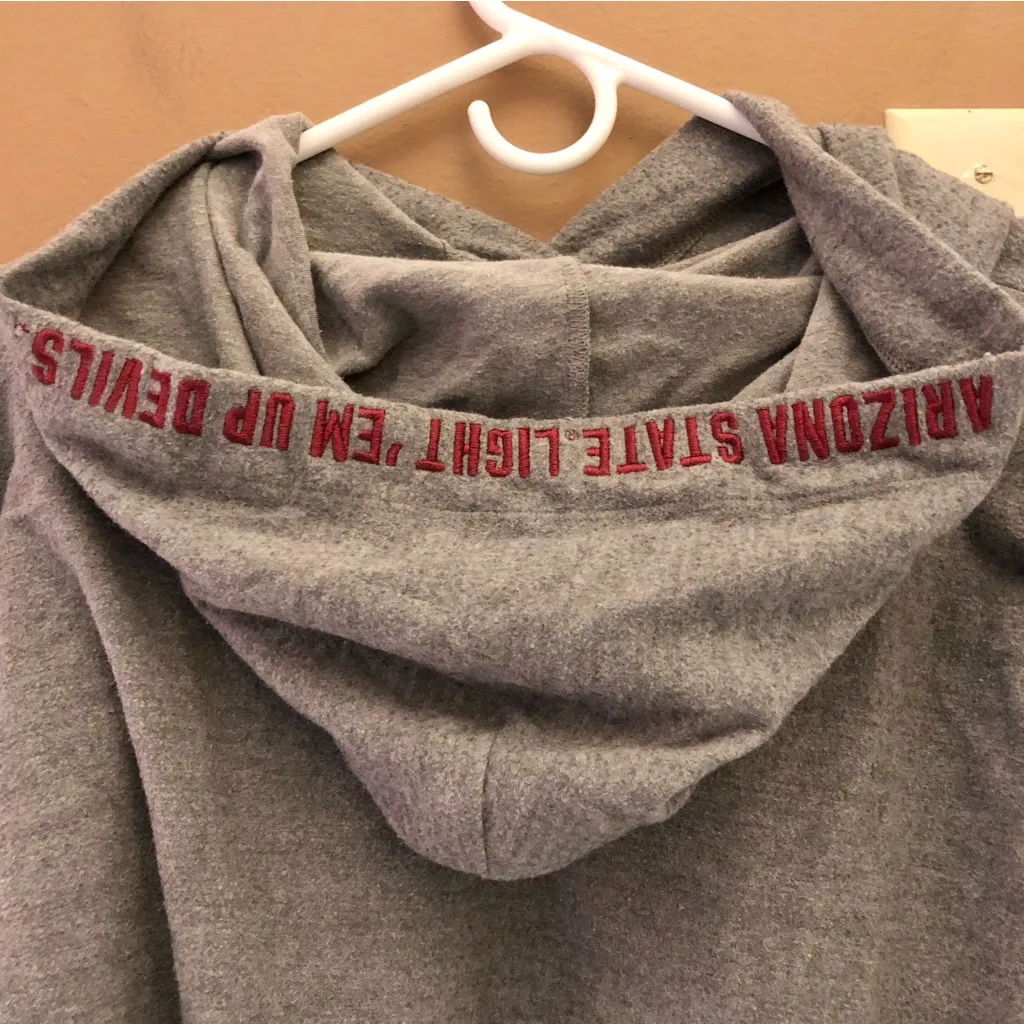 Pink Victoria’s Secret 5th & Ocean Arizona State Fork ‘Em Devils Hoodie Grey‎ XS - Image 6