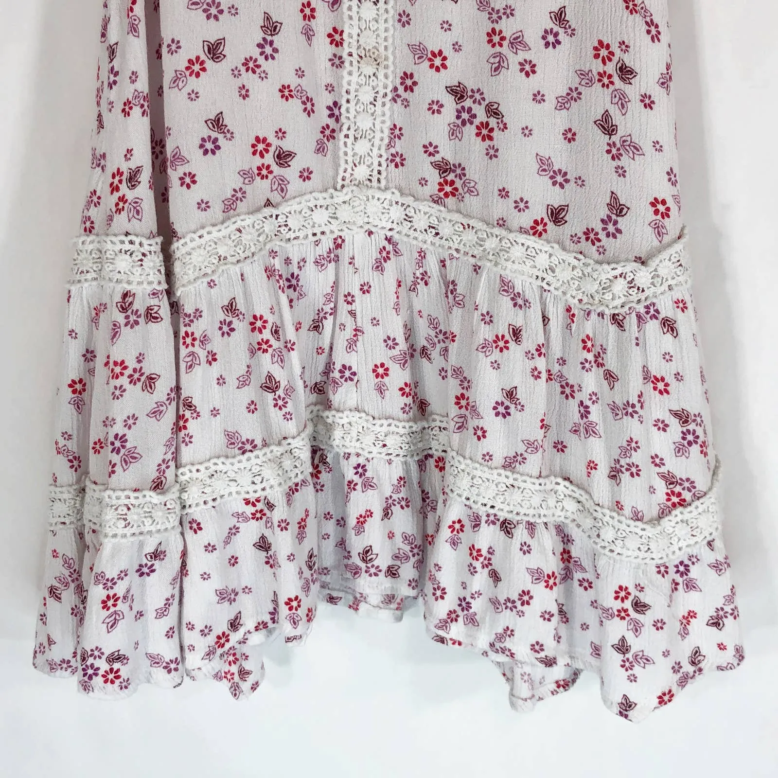 Altard State‎ XS Top Tiered Tank Floral Pink White Lace Crochet A Line Swing 807 - Image 4