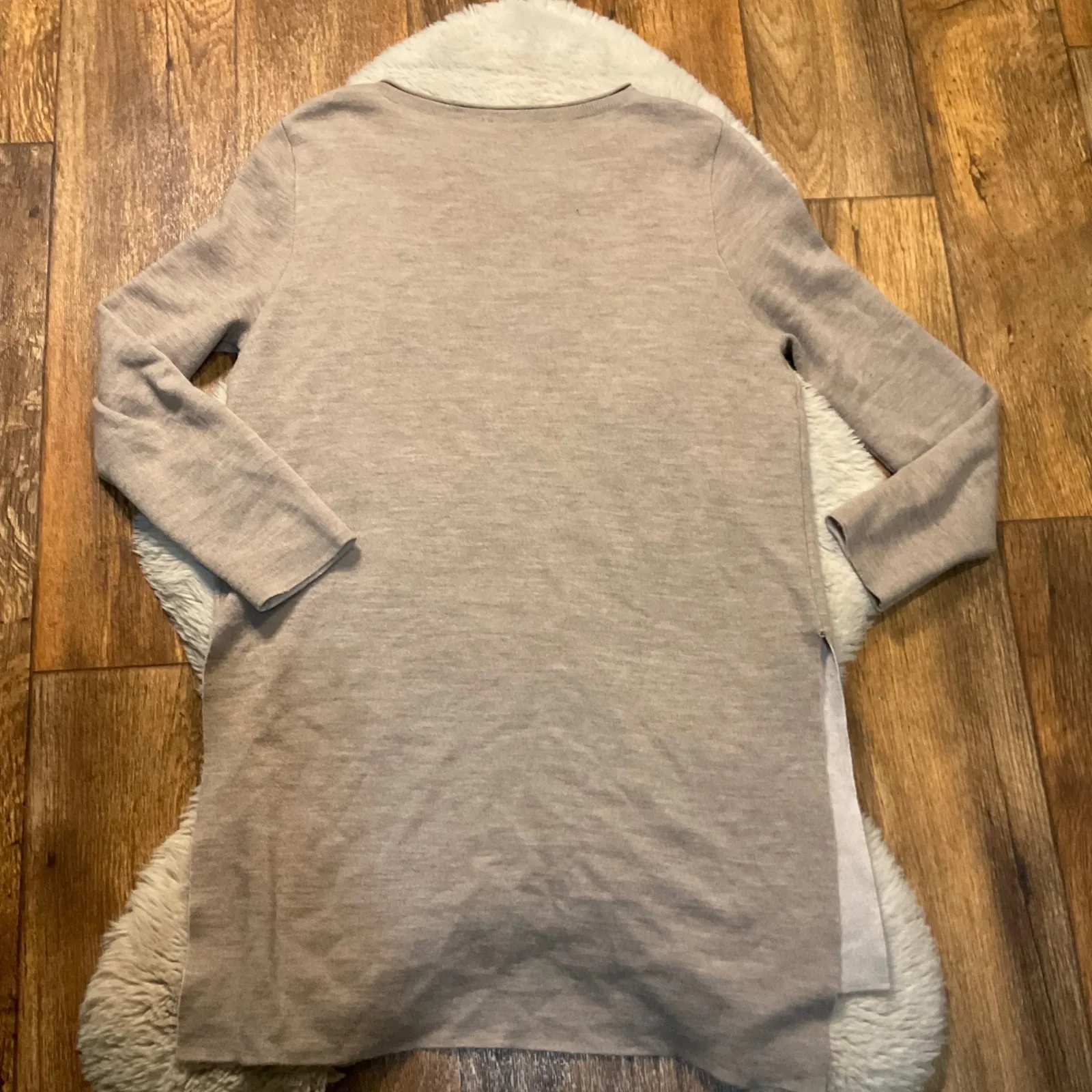 Poetry Sweater Size 10  Wool Tunic Long Sleeve Tan Side Slits Womens - Image 7