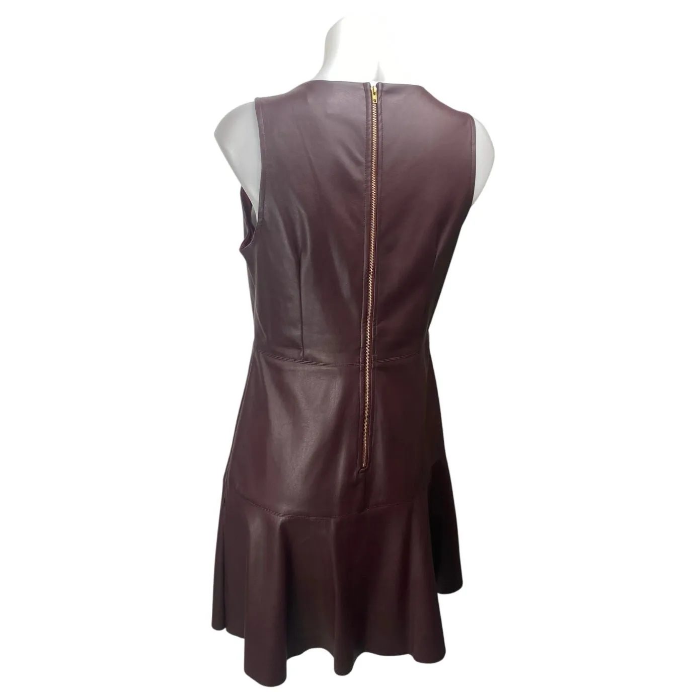 She + Sky Maroon Red Sleeveless Faux Leather Vegan A Line Mini Dress Size M - Image 2