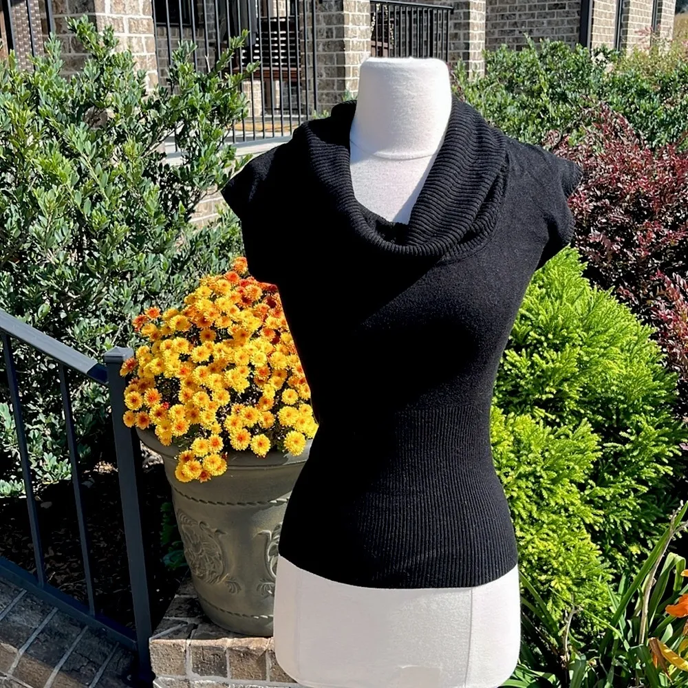 Black Cowl Drape Neck Comfy Sweater - Image 15