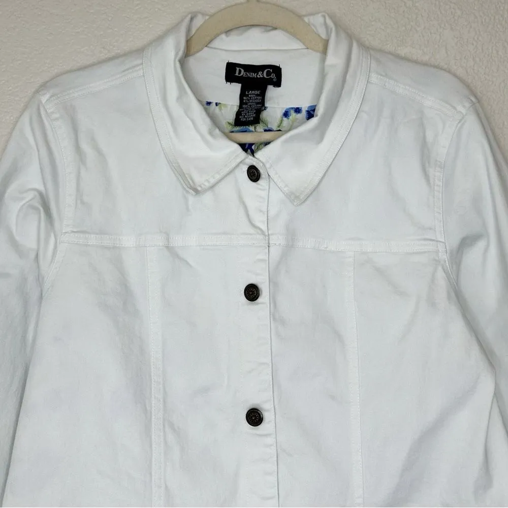 Denim & Co Vintage Embroidered Stretch Long Sleeves Jean Jacket - Image 3